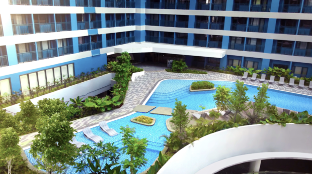 Pool inside a condominium complex in makati air residences